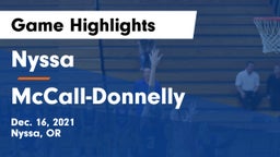 Nyssa  vs McCall-Donnelly  Game Highlights - Dec. 16, 2021