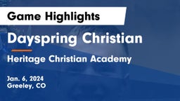 Dayspring Christian  vs Heritage Christian Academy Game Highlights - Jan. 6, 2024