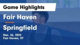 Fair Haven  vs Springfield Game Highlights - Dec. 26, 2022