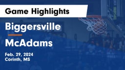 Biggersville  vs McAdams  Game Highlights - Feb. 29, 2024