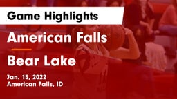American Falls  vs Bear Lake  Game Highlights - Jan. 15, 2022