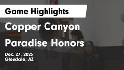 Copper Canyon  vs Paradise Honors  Game Highlights - Dec. 27, 2023