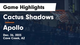 Cactus Shadows  vs Apollo  Game Highlights - Dec. 26, 2023