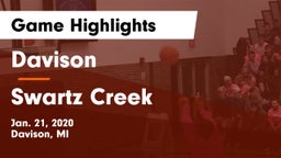 Davison  vs Swartz Creek  Game Highlights - Jan. 21, 2020