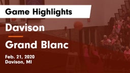 Davison  vs Grand Blanc  Game Highlights - Feb. 21, 2020