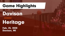 Davison  vs Heritage  Game Highlights - Feb. 25, 2020