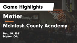 Metter  vs McIntosh County Academy  Game Highlights - Dec. 10, 2021