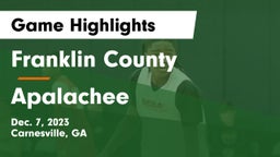 Franklin County  vs Apalachee  Game Highlights - Dec. 7, 2023