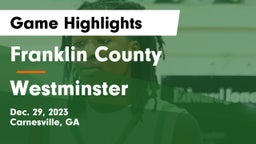 Franklin County  vs Westminster  Game Highlights - Dec. 29, 2023
