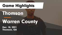 Thomson  vs Warren County  Game Highlights - Dec. 18, 2021