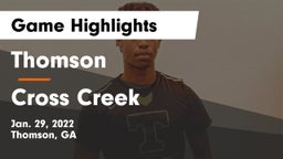 Thomson  vs Cross Creek  Game Highlights - Jan. 29, 2022