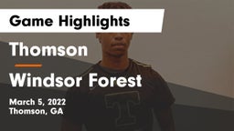Thomson  vs Windsor Forest  Game Highlights - March 5, 2022