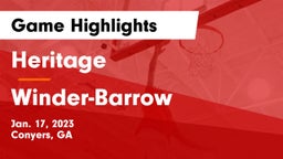 Heritage  vs Winder-Barrow  Game Highlights - Jan. 17, 2023