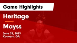 Heritage  vs Mayss Game Highlights - June 25, 2023