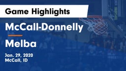McCall-Donnelly  vs Melba  Game Highlights - Jan. 29, 2020