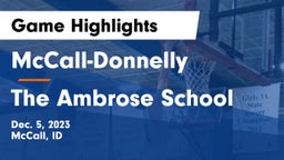 McCall-Donnelly  vs The Ambrose School Game Highlights - Dec. 5, 2023