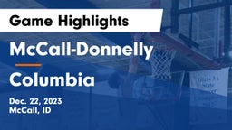 McCall-Donnelly  vs Columbia  Game Highlights - Dec. 22, 2023