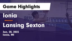 Ionia  vs Lansing Sexton Game Highlights - Jan. 20, 2023