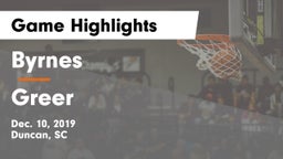 Byrnes  vs Greer  Game Highlights - Dec. 10, 2019