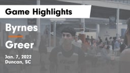 Byrnes  vs Greer  Game Highlights - Jan. 7, 2022