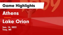 Athens  vs Lake Orion  Game Highlights - Jan. 14, 2022