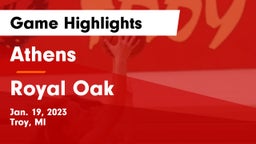 Athens  vs Royal Oak  Game Highlights - Jan. 19, 2023