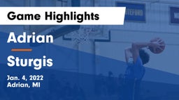 Adrian  vs Sturgis  Game Highlights - Jan. 4, 2022