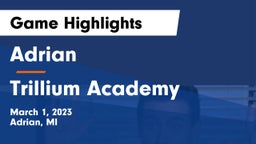Adrian  vs Trillium Academy Game Highlights - March 1, 2023