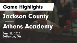 Jackson County  vs Athens Academy Game Highlights - Jan. 25, 2020