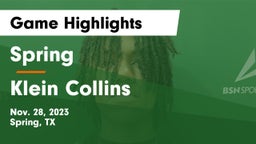 Spring  vs Klein Collins  Game Highlights - Nov. 28, 2023