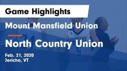 Mount Mansfield Union  vs North Country Union  Game Highlights - Feb. 21, 2020