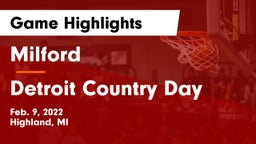 Milford  vs Detroit Country Day  Game Highlights - Feb. 9, 2022