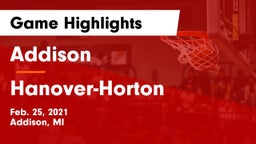 Addison  vs Hanover-Horton  Game Highlights - Feb. 25, 2021