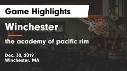 Winchester  vs the academy of pacific rim Game Highlights - Dec. 30, 2019