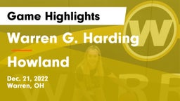 Warren G. Harding  vs Howland Game Highlights - Dec. 21, 2022