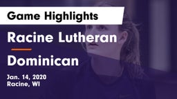 Racine Lutheran  vs Dominican  Game Highlights - Jan. 14, 2020