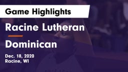 Racine Lutheran  vs Dominican  Game Highlights - Dec. 18, 2020