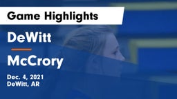 DeWitt  vs McCrory  Game Highlights - Dec. 4, 2021