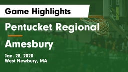 Pentucket Regional  vs Amesbury  Game Highlights - Jan. 28, 2020