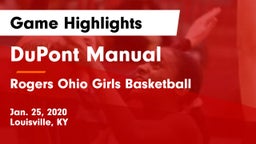 DuPont Manual  vs Rogers Ohio Girls Basketball  Game Highlights - Jan. 25, 2020