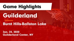 Guilderland  vs Burnt Hills-Ballston Lake  Game Highlights - Jan. 24, 2020
