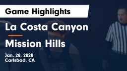 La Costa Canyon  vs Mission Hills  Game Highlights - Jan. 28, 2020