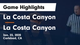 La Costa Canyon  vs La Costa Canyon Game Highlights - Jan. 23, 2020