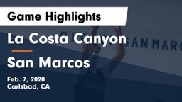 La Costa Canyon  vs San Marcos  Game Highlights - Feb. 7, 2020