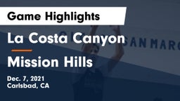 La Costa Canyon  vs Mission Hills  Game Highlights - Dec. 7, 2021