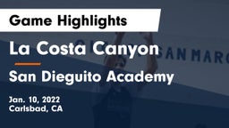 La Costa Canyon  vs San Dieguito Academy  Game Highlights - Jan. 10, 2022