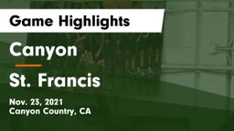 Canyon  vs St. Francis  Game Highlights - Nov. 23, 2021