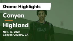 Canyon  vs Highland  Game Highlights - Nov. 17, 2022