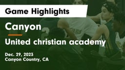 Canyon  vs United christian academy  Game Highlights - Dec. 29, 2023