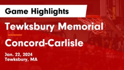 Tewksbury Memorial vs Concord-Carlisle  Game Highlights - Jan. 22, 2024